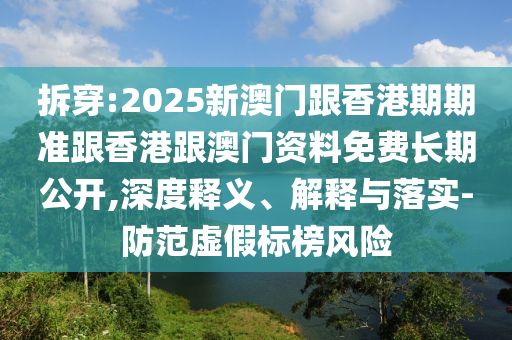拆穿:2025新澳門跟香港期期準(zhǔn)跟香港跟澳門資料免費長期公開,深度釋義、解釋與落實-防范虛假標(biāo)榜風(fēng)險